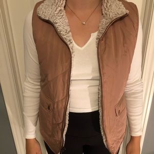 Nordstrom Salmon + Cream Colored Reversible Vest